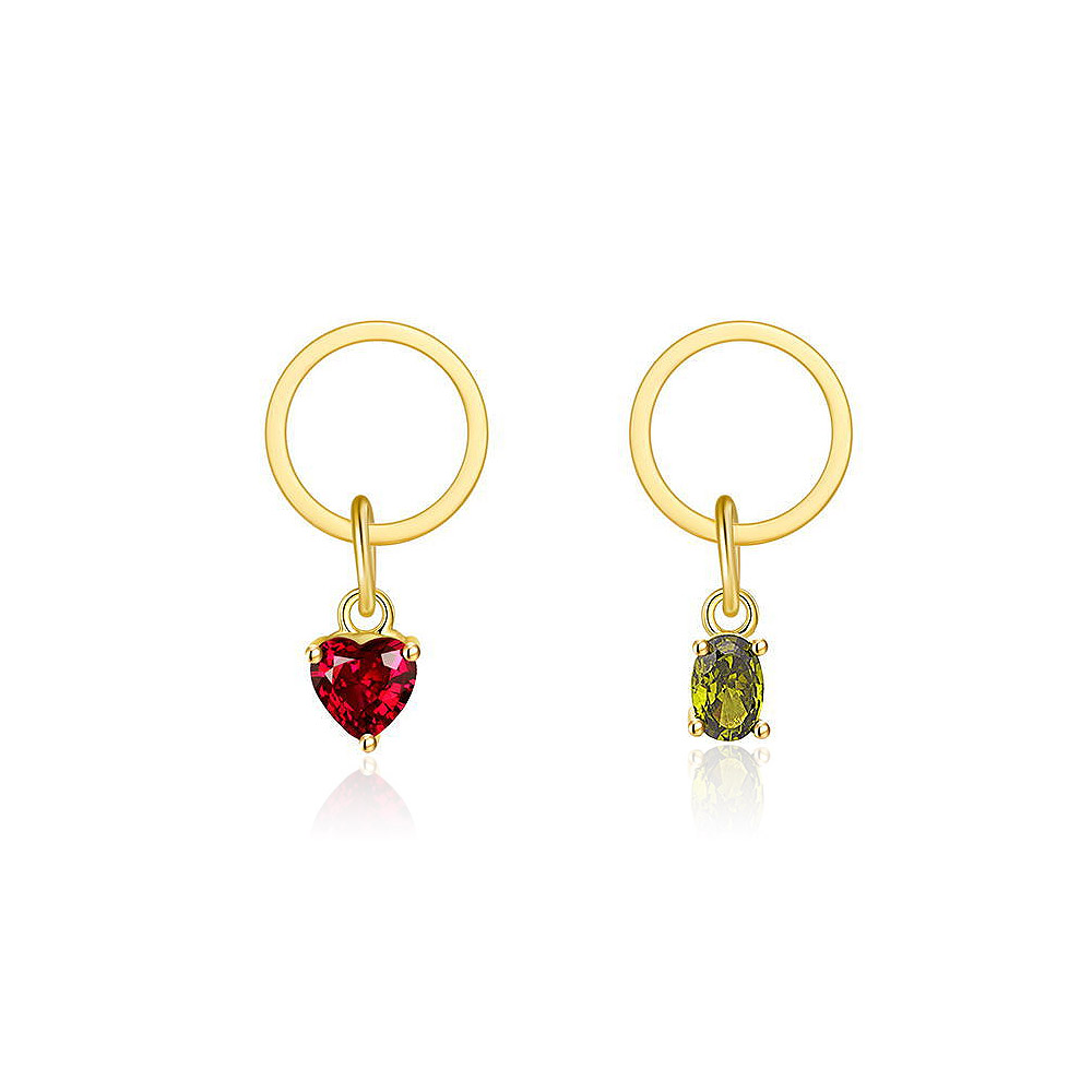 Red With Green Gemstone Earrings